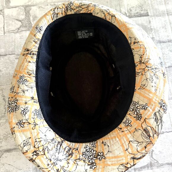 Floral Print Cotton Fedora Hat Summer Boho Festival Style Wide Brim Cap - Picture 4 of 6